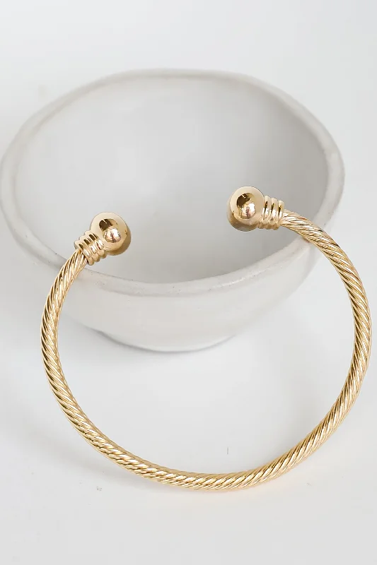 ladies multi-strand bracelets-Brynne Gold Cuff Bracelet