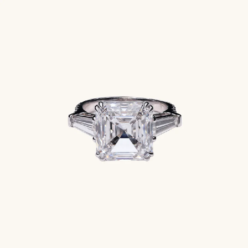 affordable rose gold ladies engagement rings-10.02 Asscher Lab Diamond 3-Stone Engagement Ring