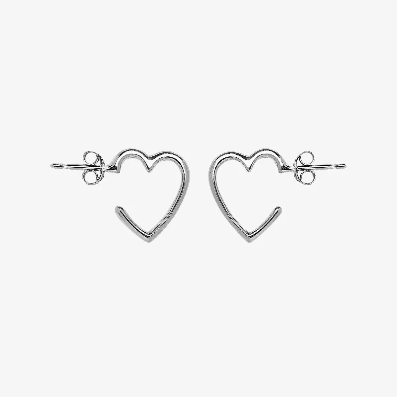 ladies chic earrings-Heart Hoop Earrings