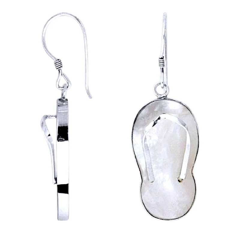 ladies pearl earrings-Creamy White Flip Flop Earrings