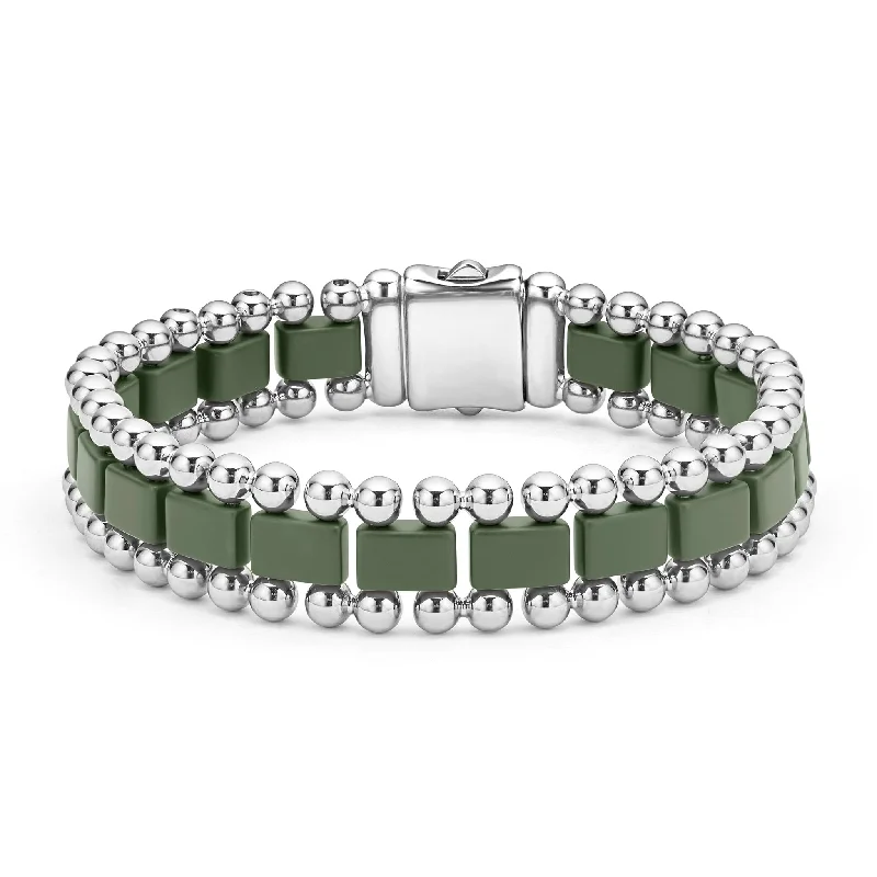 ladies fashionable bracelets-Anthem Matte Hunter Green Ceramic Link Bracelet