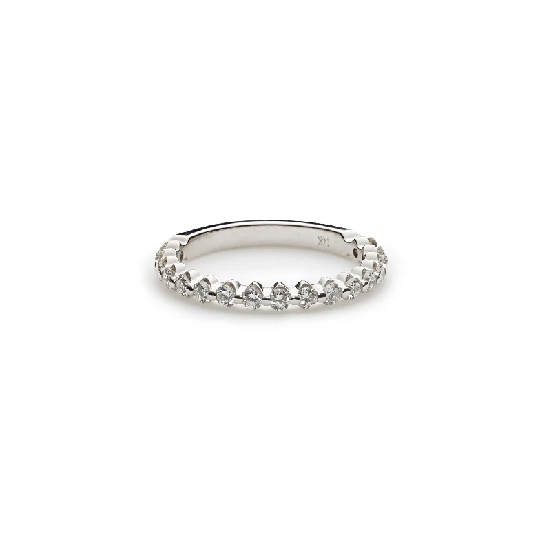 ladies chunky rings-14K White Gold Diamond Wedding Band W/ 0.34ct VS-SI Diamonds & Scalloped Shared Prong Diamonds