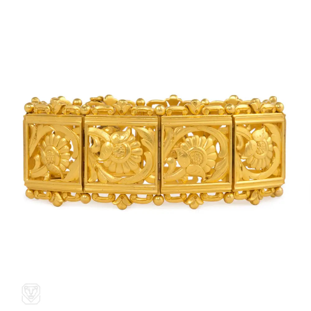 ladies stylish bracelets-Antique Art Nouveau gold bracelet