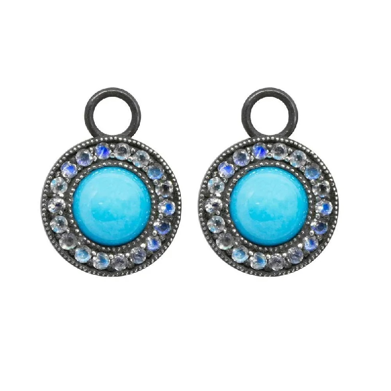 ladies opal earrings-Turquoise & Moonstone Earrings Jackets