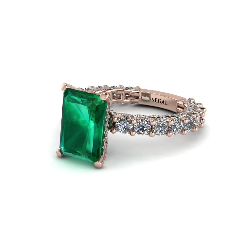 vintage-inspired ladies engagement rings-4Ct Radiant Cut Emerald Engagement Ring - Serenity No. 5