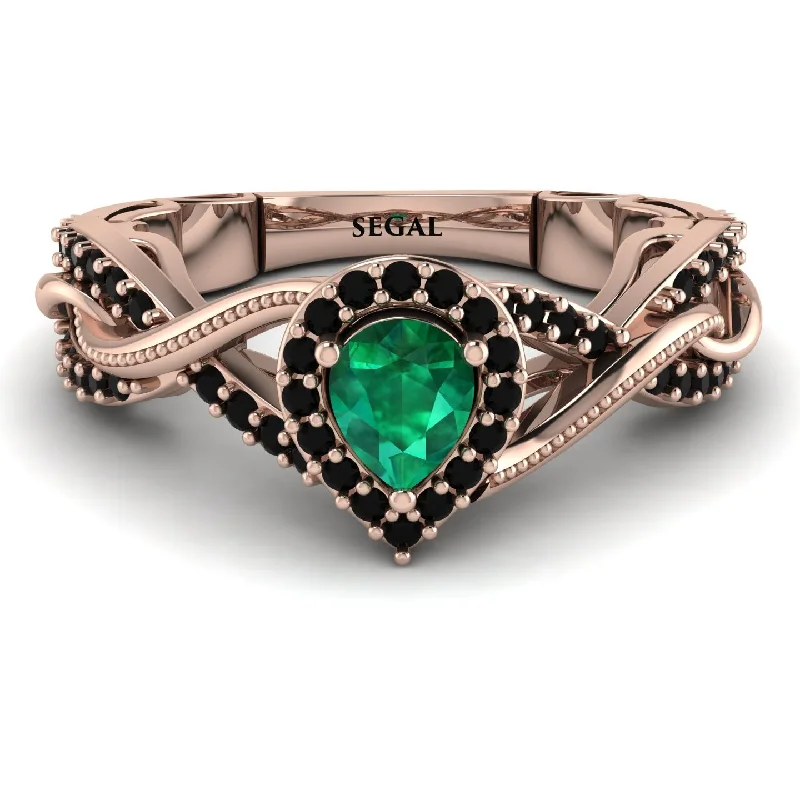 heart shaped diamond engagement rings for ladies-Infinity Inspired Halo Emerald Engagement Ring - Teresa No. 35