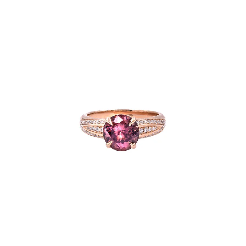 ladies delicate rings-18 Karat Rose Gold Ring with Zircon and Diamonds