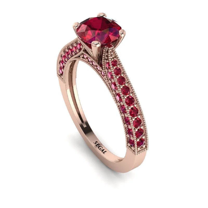 heart-shaped ladies engagement rings-Classic Vintage Ruby Engagement Ring - Kathryn No. 56