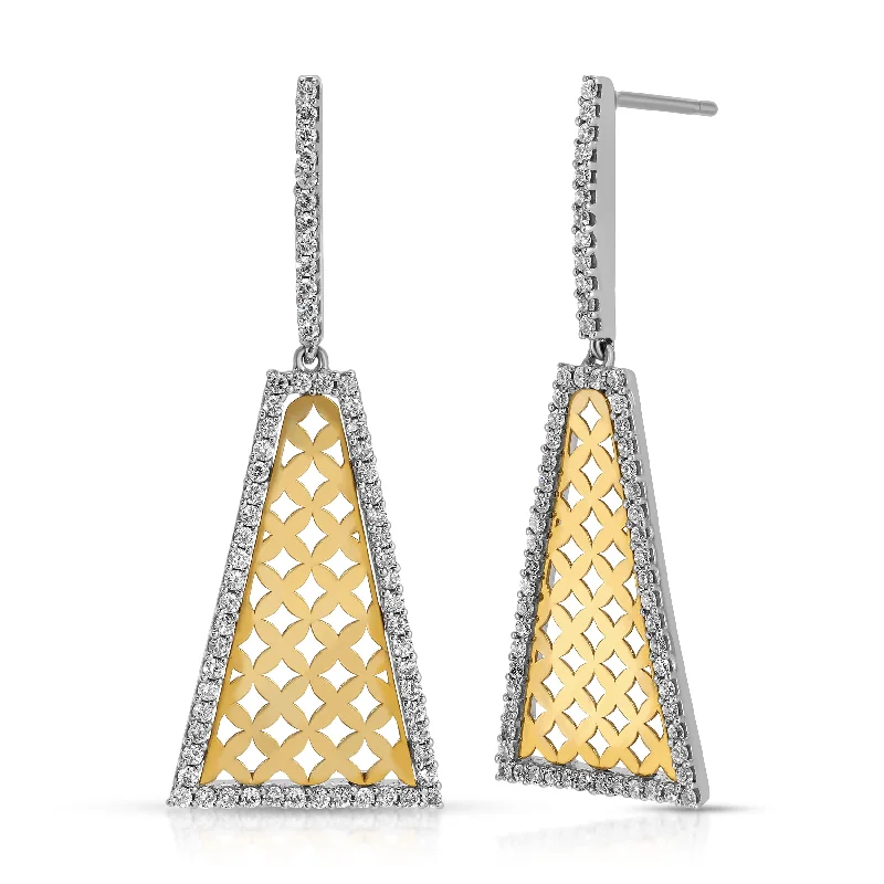 ladies drop earrings-Tri-Shape Dangle Earrings with Diamonds