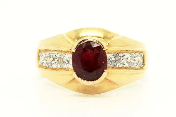 ladies birthday rings-Ruby And Diamond Pave Mens Ring Ad No.1124