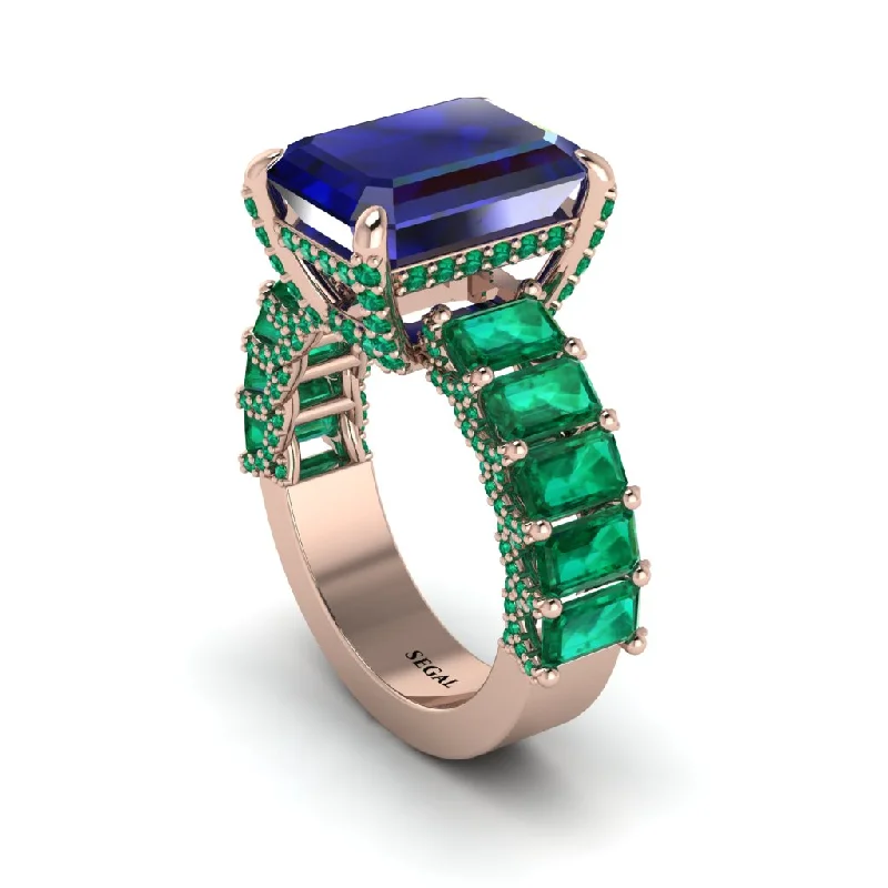 cushion cut ladies engagement rings-Luxury Emerald Cut Sapphire Engagement Ring - Nadia No. 29