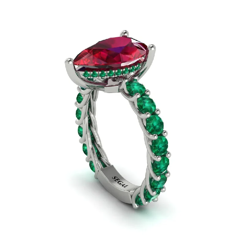 engagement rings for ladies with emerald-14K Gold Pear-Shaped Ruby Engagement Ring - Raquel No. 27