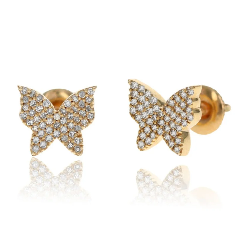 ladies pearl drop earrings-Diamond Butterfly Earrings | 14K Gold