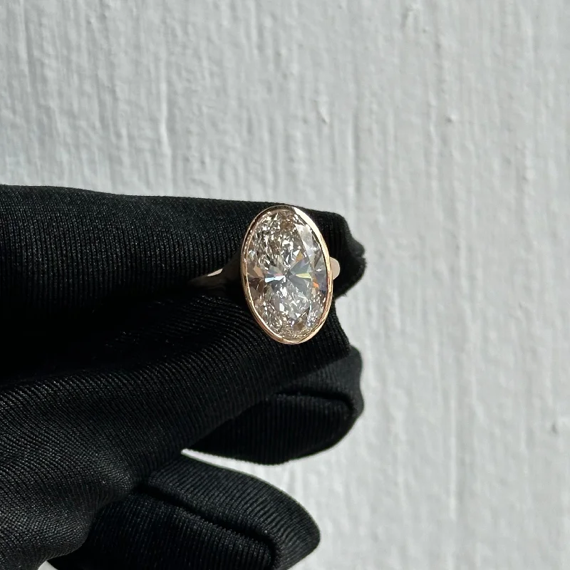 elegant vintage ladies engagement rings-Rose Gold Oval Diamond Engagement Ring 5.12CT