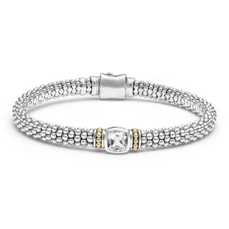 ladies heart-shaped bangles-Rittenhouse White Topaz Caviar Bracelet | 6mm