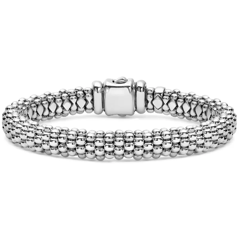 ladies silver bangles with diamonds-Signature Caviar Silver Caviar Bracelet | 9mm