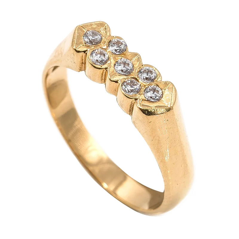 ladies stackable rings-22K Yellow Gold Ring W/ Abstract Bezel Set CZ Gem Design