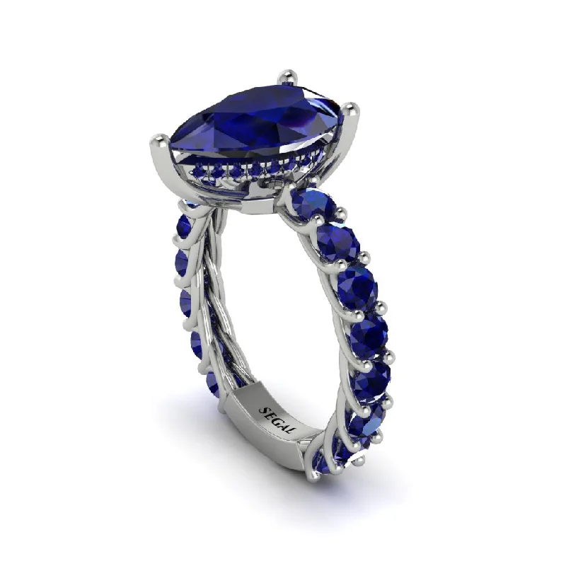 one-of-a-kind ladies engagement rings-14K Gold Pear-Shaped Sapphire Engagement Ring - Raquel No. 75