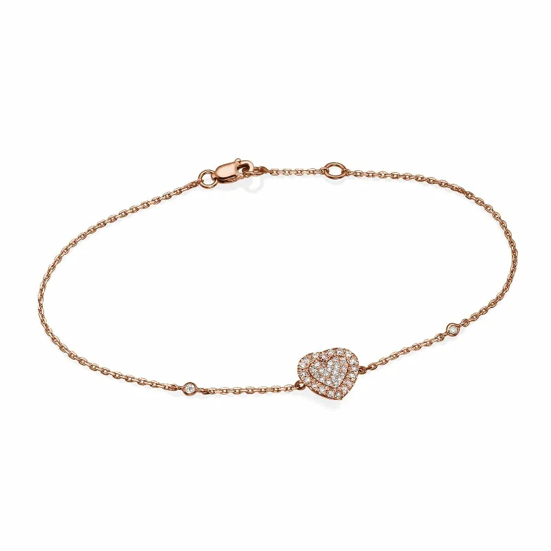 ladies custom bangles-Heart Shaped Diamond Cluster Bracelet In 18K Gold