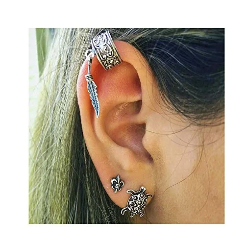 ladies gold stud earrings-Sexy Sparkles Cuff Earrings Set Ear Crawler Earring Climber Stud Ear Wrap Pin Vine Tribal Charm Vintage Clip On Jewelry