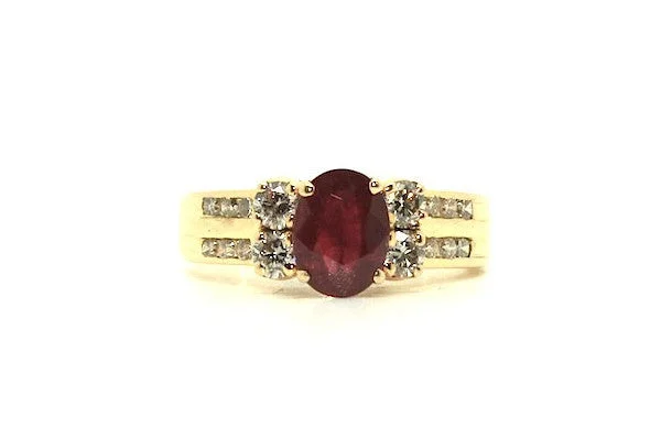 ladies bridal rings-Ruby & Diamond Hot Cake Ring Ad No. 0480