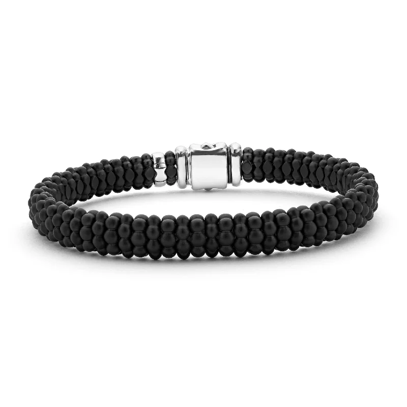 ladies bracelet with charms-Black Caviar Matte Ceramic Beaded Bracelet | 9mm