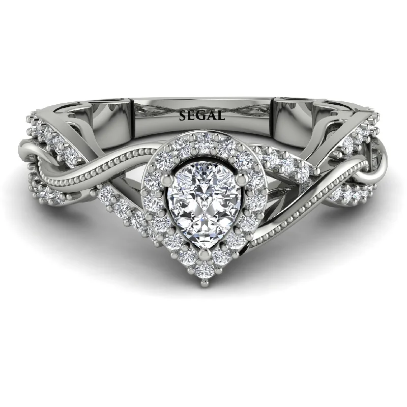 engraved ladies engagement rings-Infinity Inspired Halo Diamond Engagement Ring - Teresa No. 3