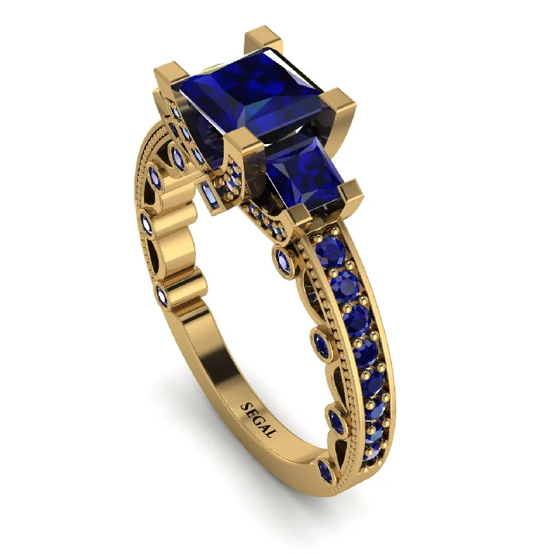 heart-shaped ladies engagement rings-Modern Geometric Sapphire Gold Engagement Ring - Beverly No. 73