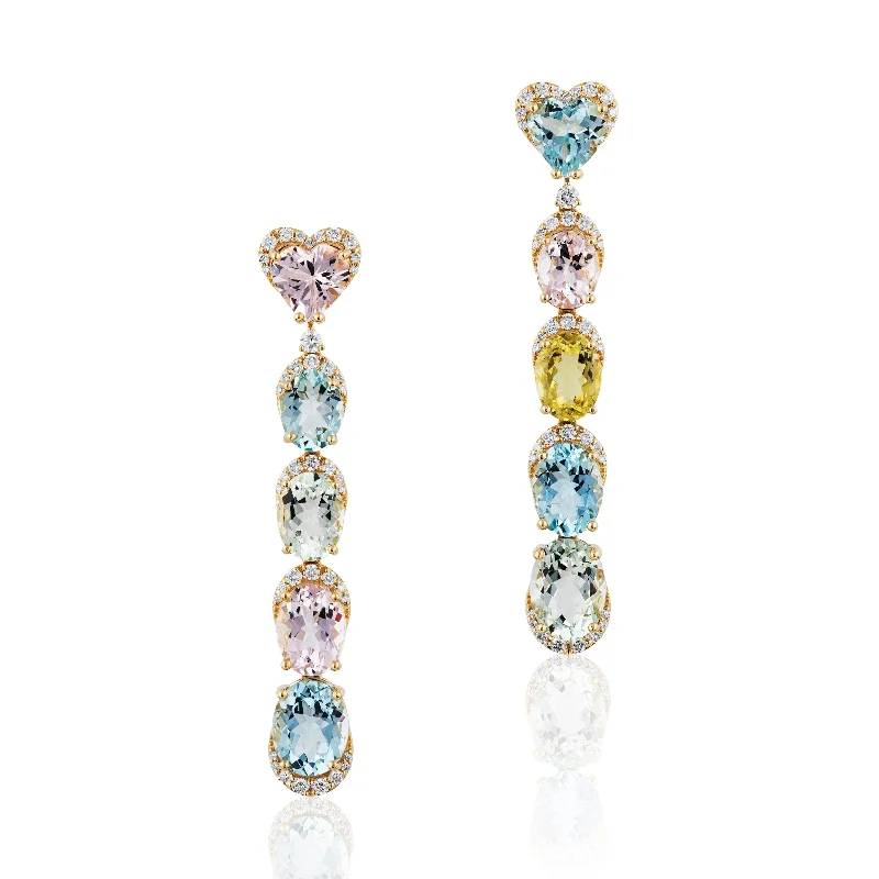 ladies diamond earrings-G-One Heart Earrings