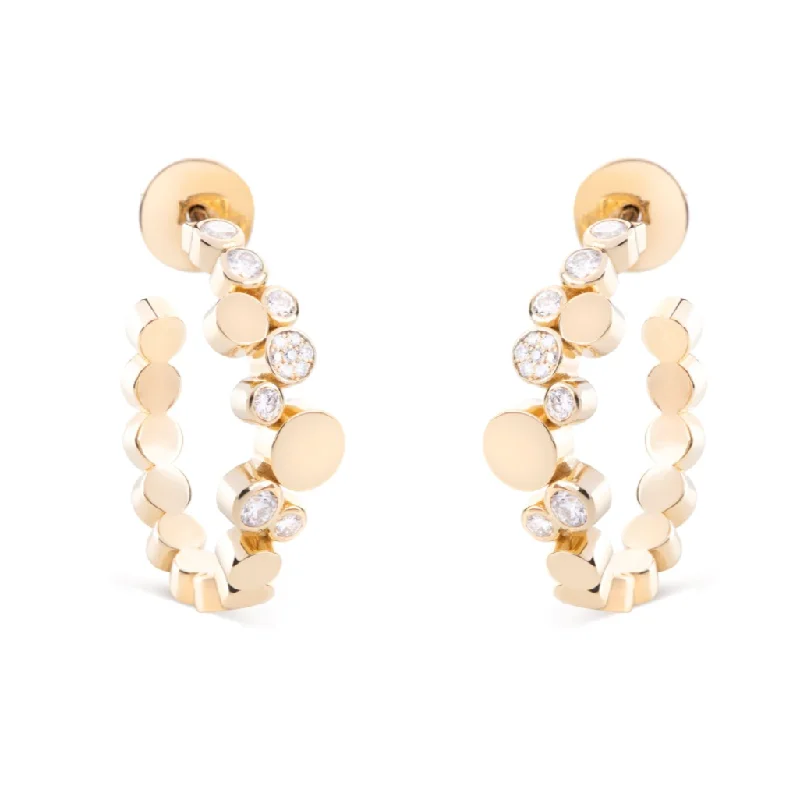 ladies fashion statement earrings-Diamond Bubbles Hoop Earrings