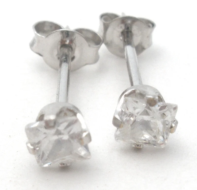 ladies floral stud earrings-Princess Cut .5 Carat CZ White Gold Earrings