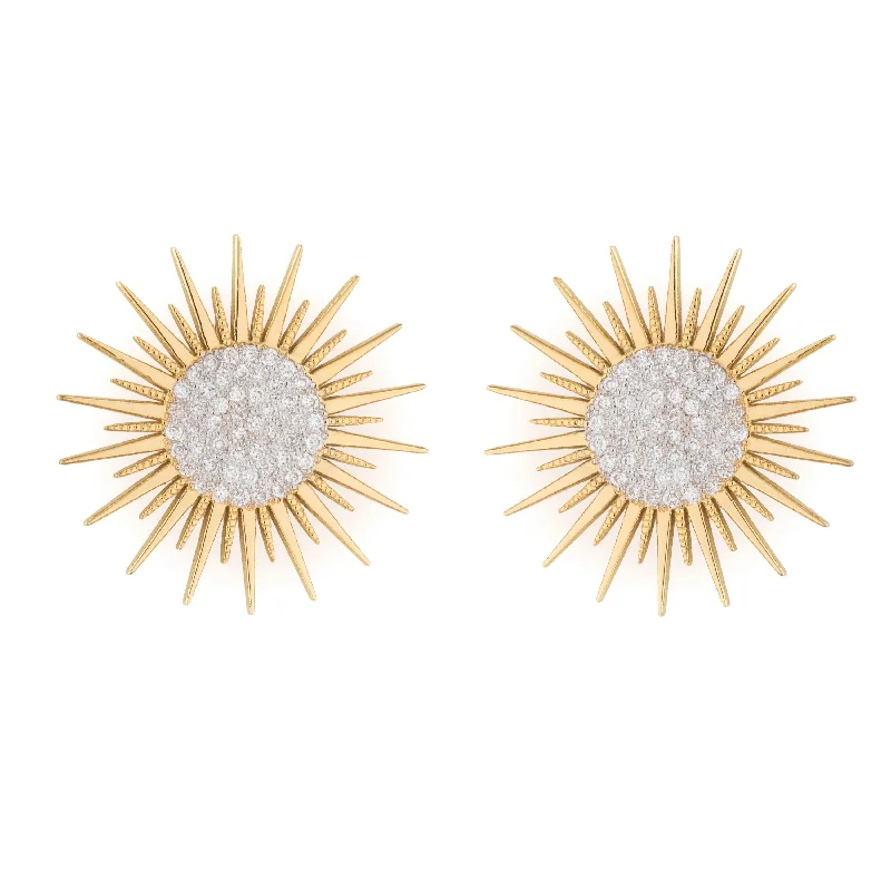 ladies statement earrings-XXL Soleil Stud Diamond Earrings