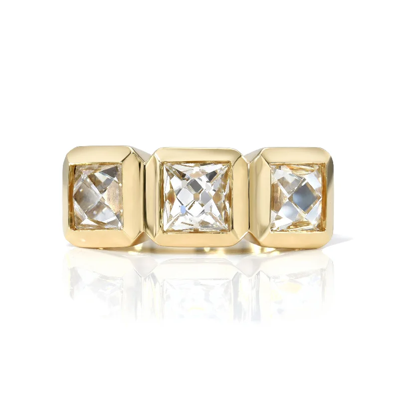 ladies stackable gold rings-THREE STONE KARINA