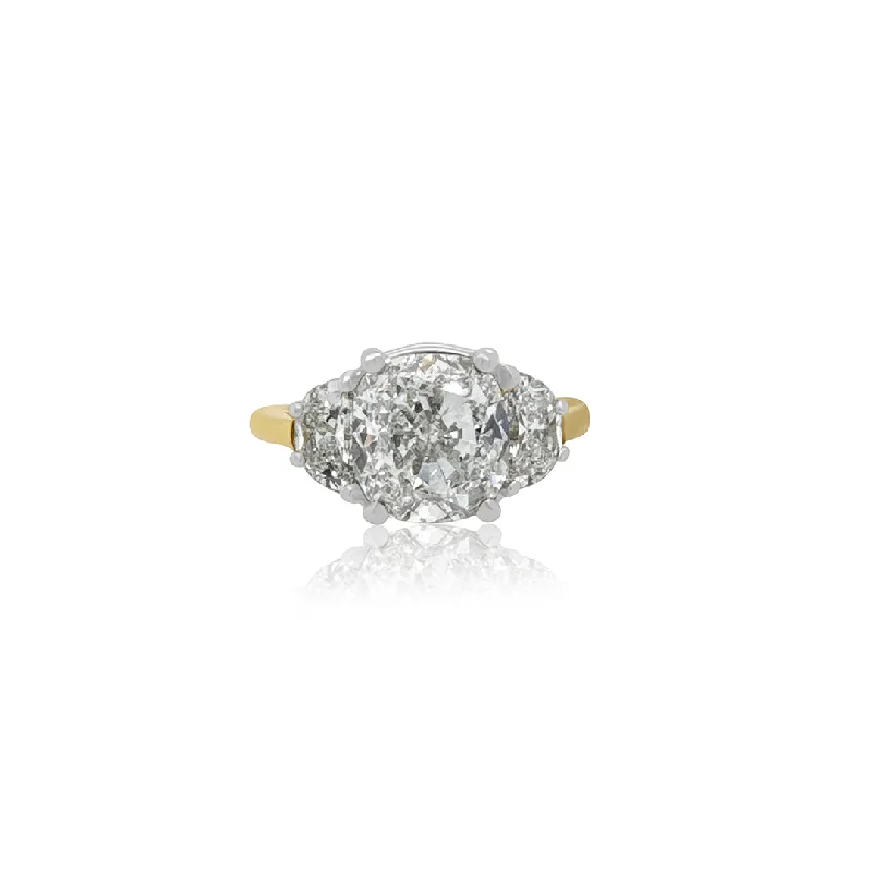 ladies birthstone rings-3.06 Carat Cushion Cut Light Yellow Natural Diamond Ring in Platinum