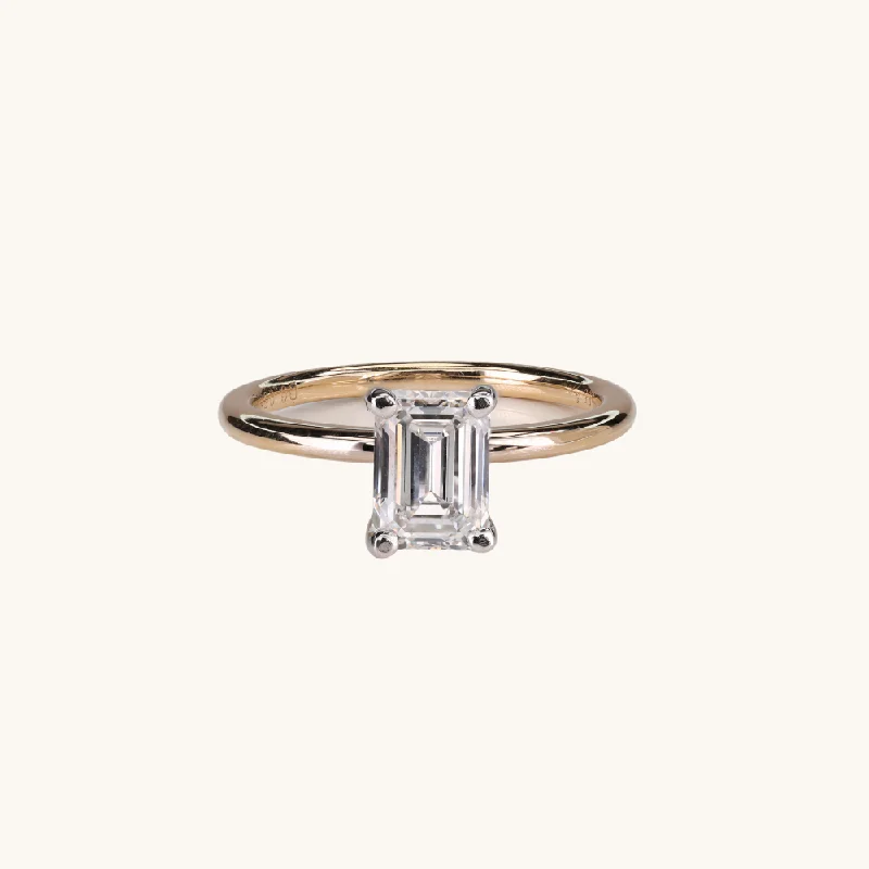 princess cut engagement rings for ladies-1.52 Emerald Lab Diamond Engagement Ring with Hidden Halo