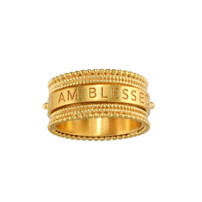 ladies custom rings-Blessings Mantra Spinning Ring