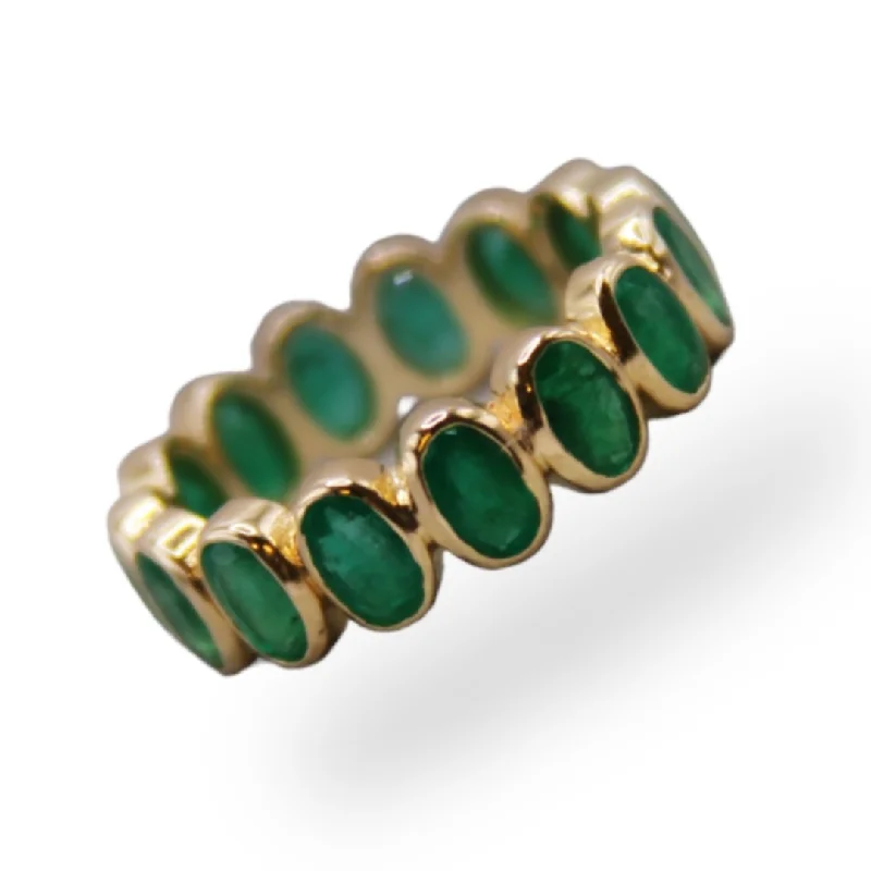 ladies statement rings-Gemstone Bezel Eternity Ring