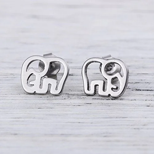 ladies wedding earrings-Sexy Sparkles stainless steel Elephant  stud earrings for women girls