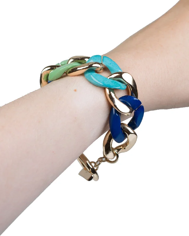 ladies rope bracelets-Resin and Gold PLated Chain Bracelet