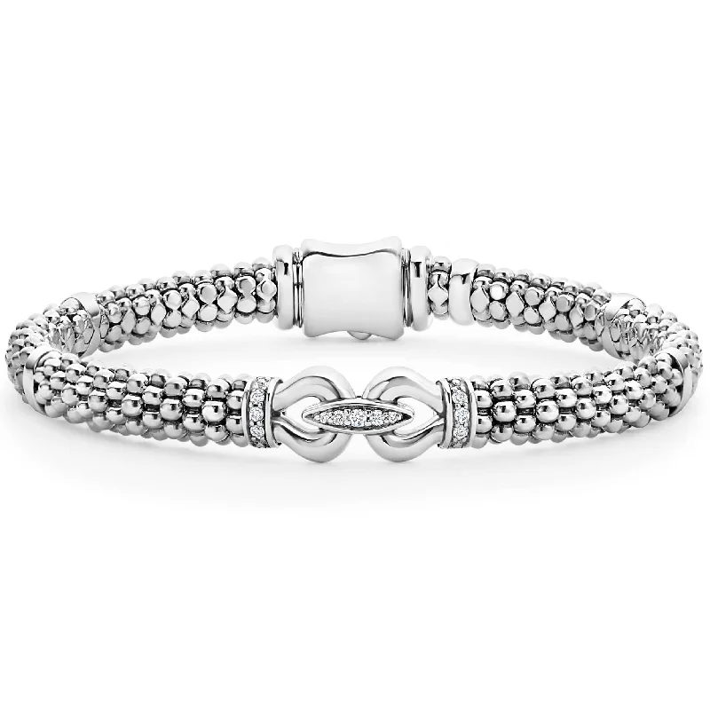 ladies wide bangles-Derby Caviar Buckle Diamond Bracelet | 6mm