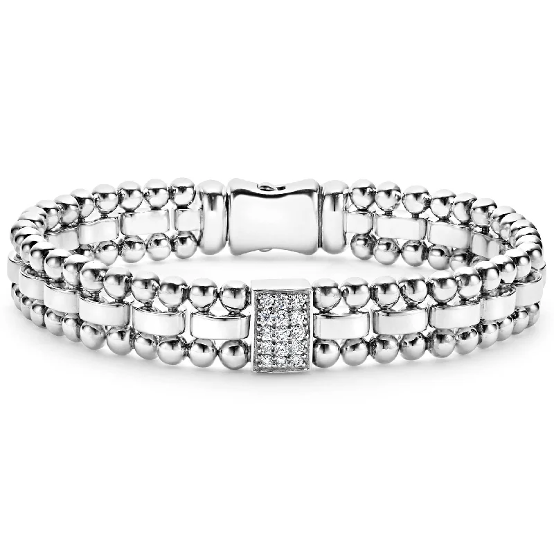 ladies friendship bracelets-Caviar Spark Single Station Diamond Link Bracelet