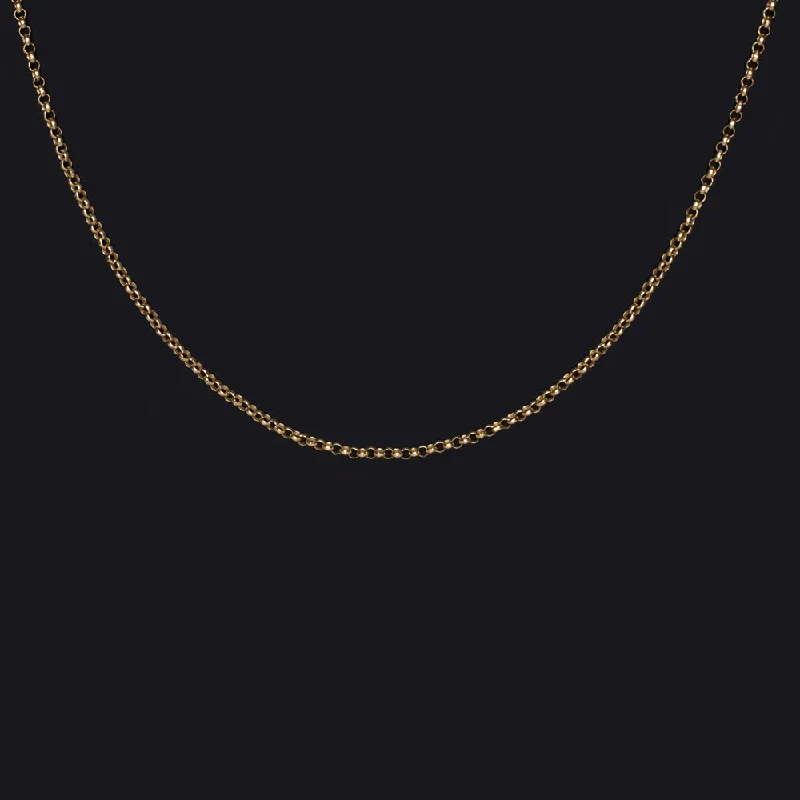 ladies elegant pendant necklaces-SOLID 14k YELLOW GOLD ROLLO CHAIN NECKLACE 20 INCH DAINTY THIN MENS LADIES