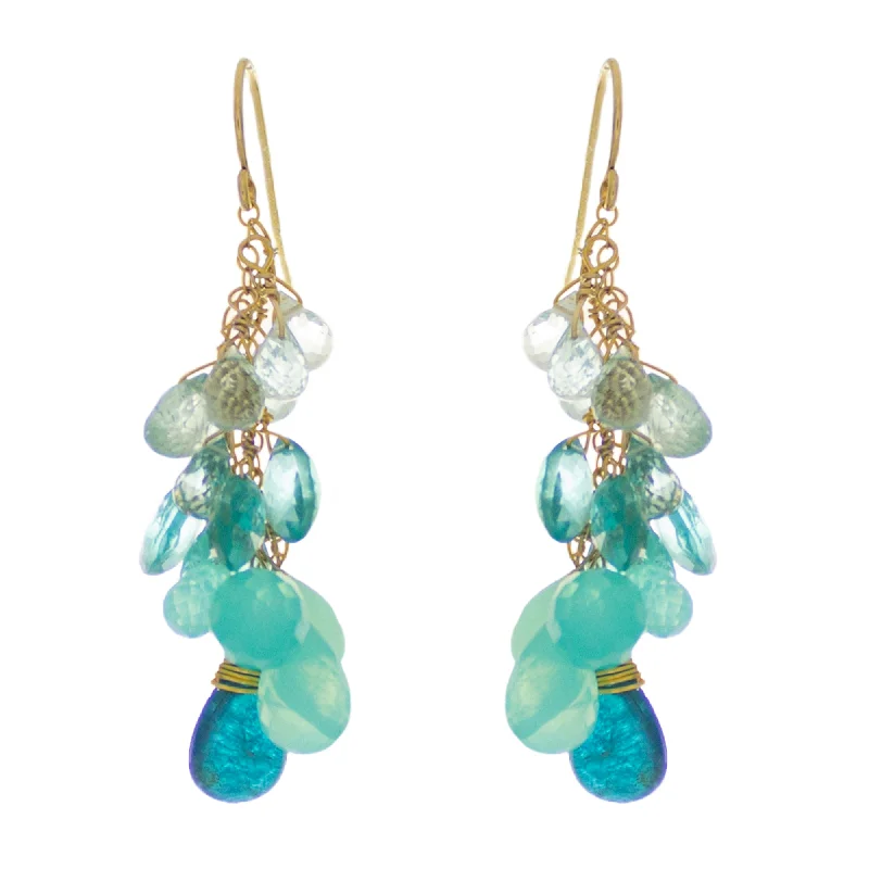 ladies dangling earrings-Peacock Blue Drop Earrings