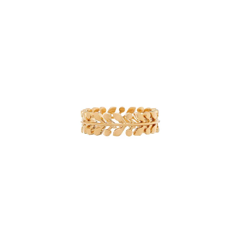 ladies oval shaped rings-18 Karat Yellow Gold Laurel leaf band