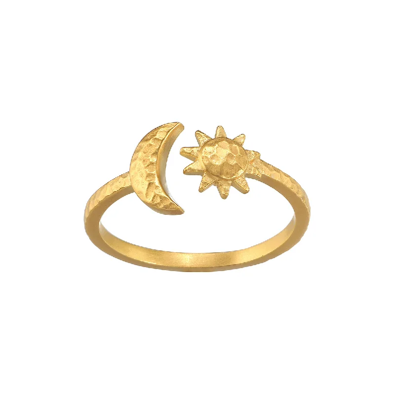 ladies birthday rings-Illuminated Spirit Moon Sun Adjustable Ring