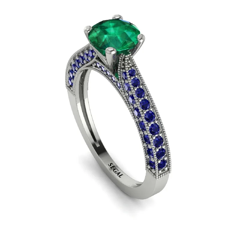 emerald ladies engagement rings-Classic Vintage Emerald Engagement Ring - Kathryn No. 66