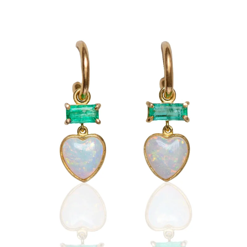 ladies pearl earrings-OOAK Coober Pedy Opal Heart Charm Earrings