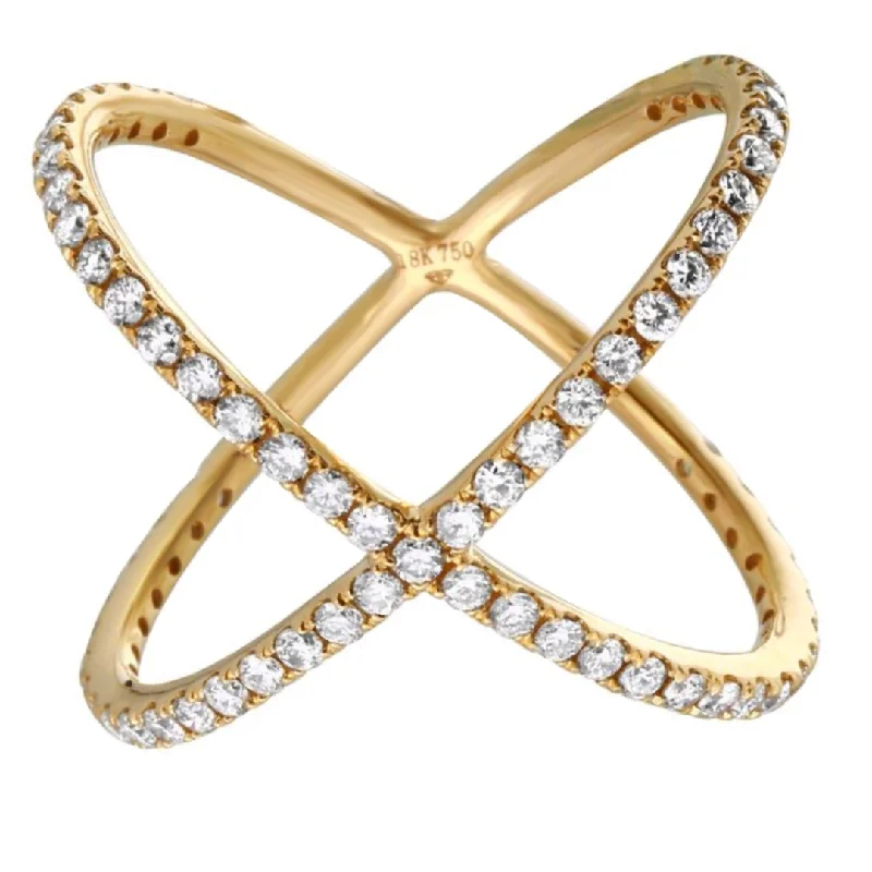 ladies cocktail rings-Diamond Cross Ring