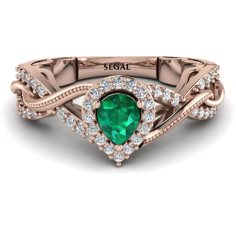 affordable engagement rings for ladies-Infinity Inspired Halo Emerald Engagement Ring - Teresa No. 5