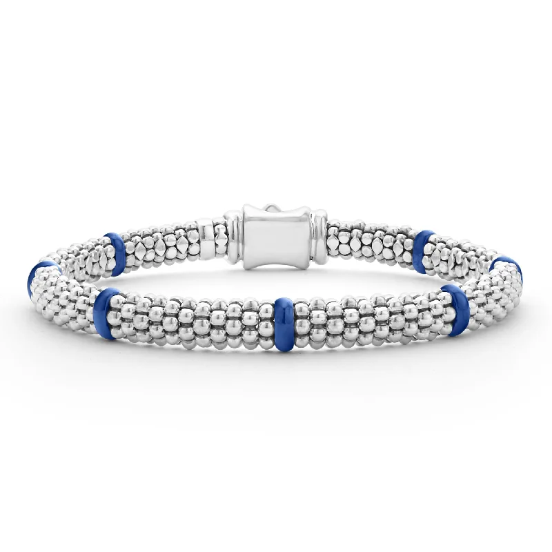 ladies luxury charm bracelets-Blue Caviar Ceramic Station Caviar Bracelet | 6mm